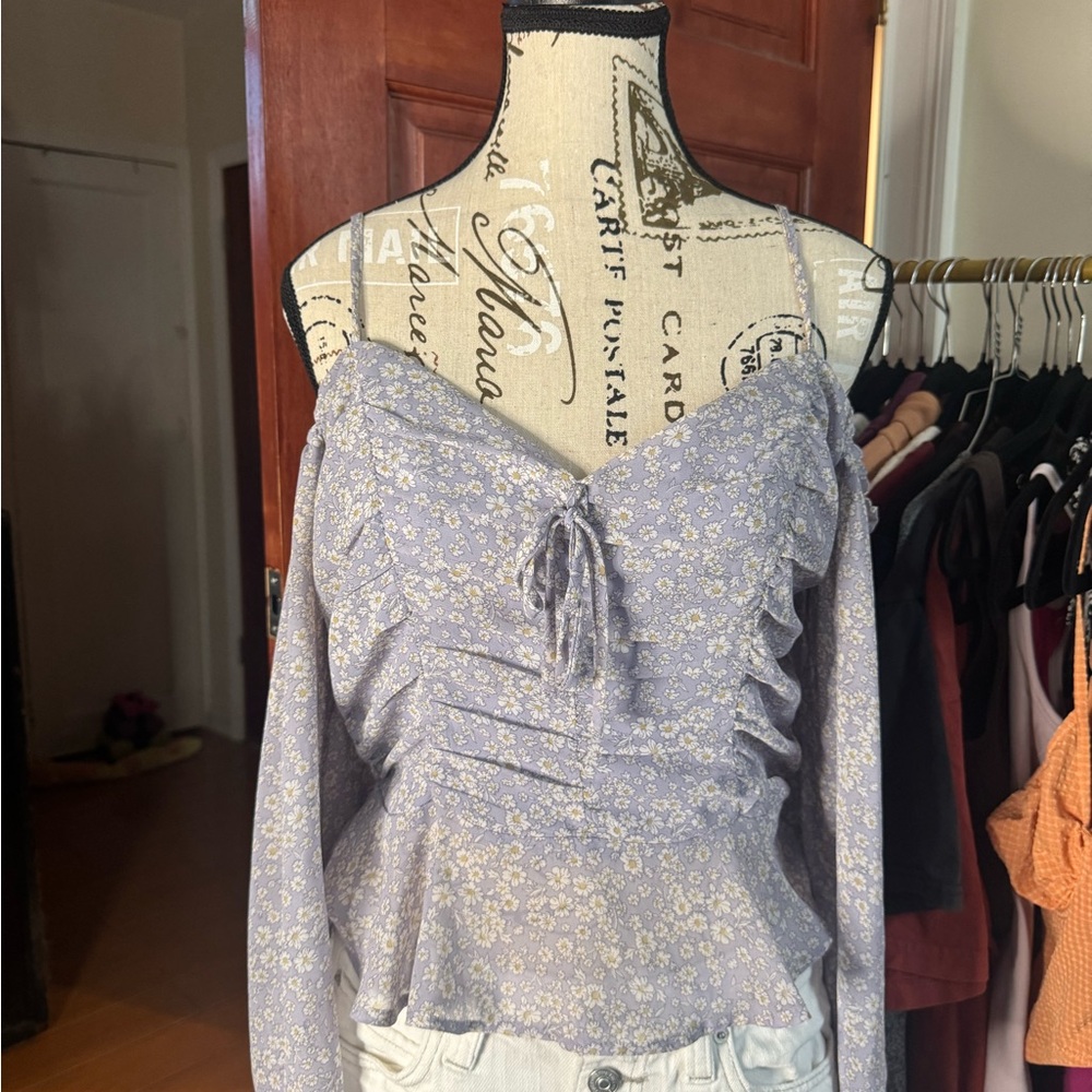 Astr Lavender Floral Blouse
